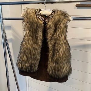 Michael Kors faux fur vest with gold chain